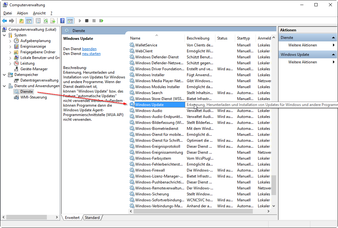 Deaktivieren der automatischen Updates unter Windows 10 